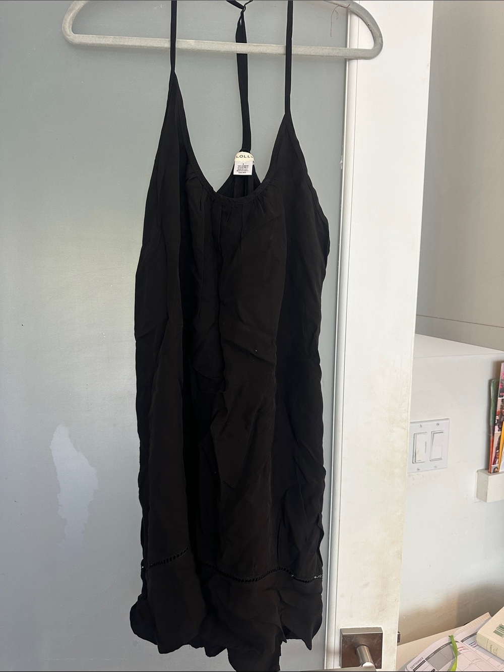 Lolly Wolly Doodle Black Mini Halter Dress size L